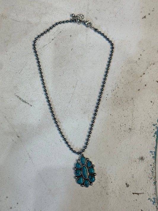 Small Turquoise Cluster Necklace