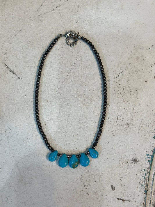 Multi Turquoise Drop Necklace