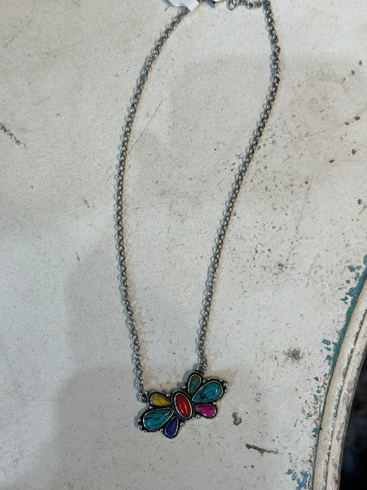 Multi Colored Small Cluster Necklace