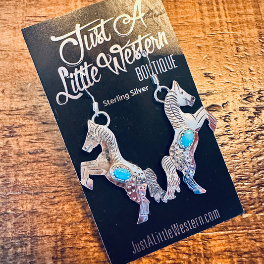 Sterling & Turquoise Horse Earring
