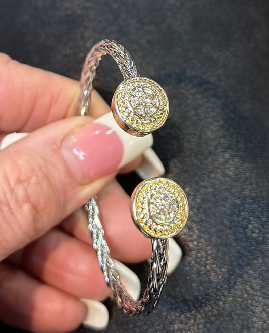 Silver & Gold Tiny Cable Cuff