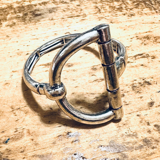 Large Silver Bit Stretchy Bracelet