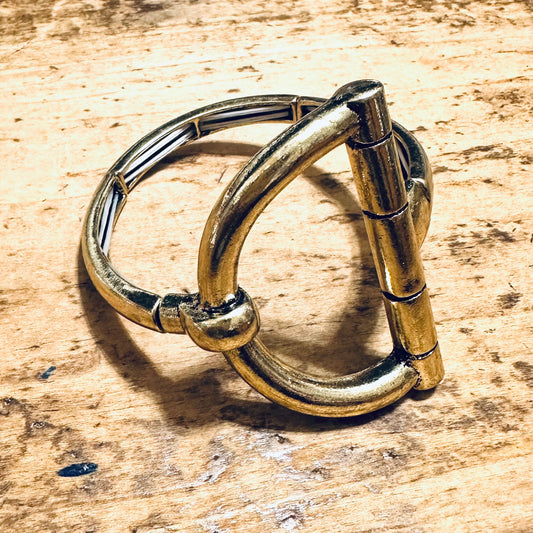 Large Gold Bit Stretchy Bracelet