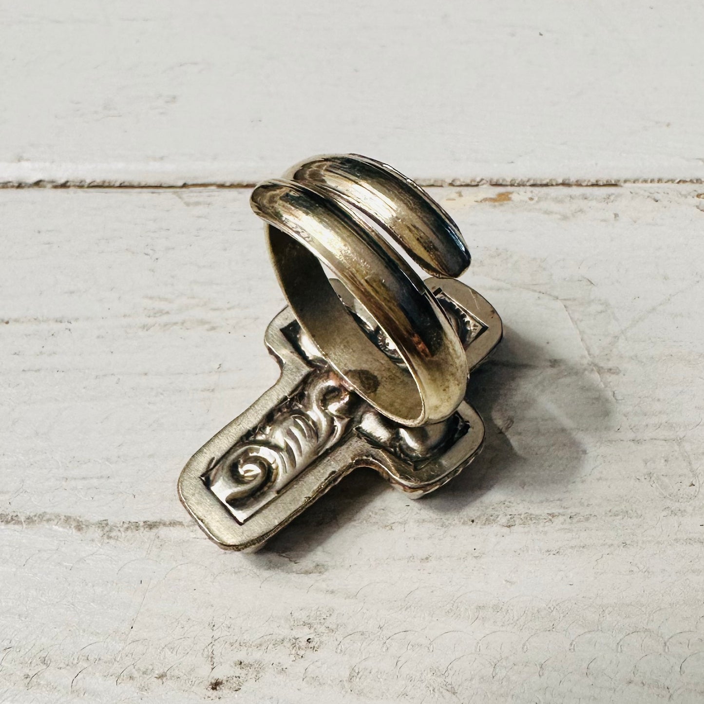Crown Heart Coin Silver Ring
