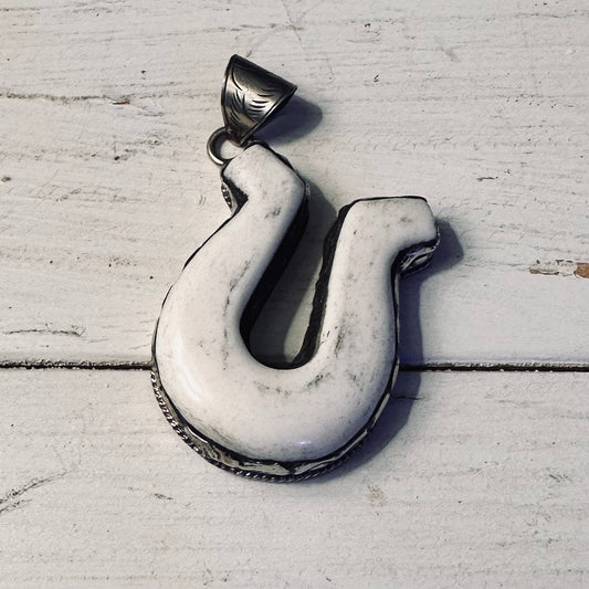 Horseshoe Coin Silver Pendant