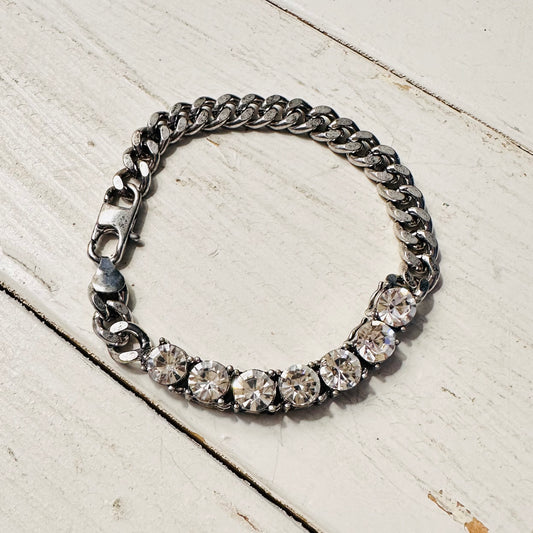 7 Rhinestone & Chain Bracelet