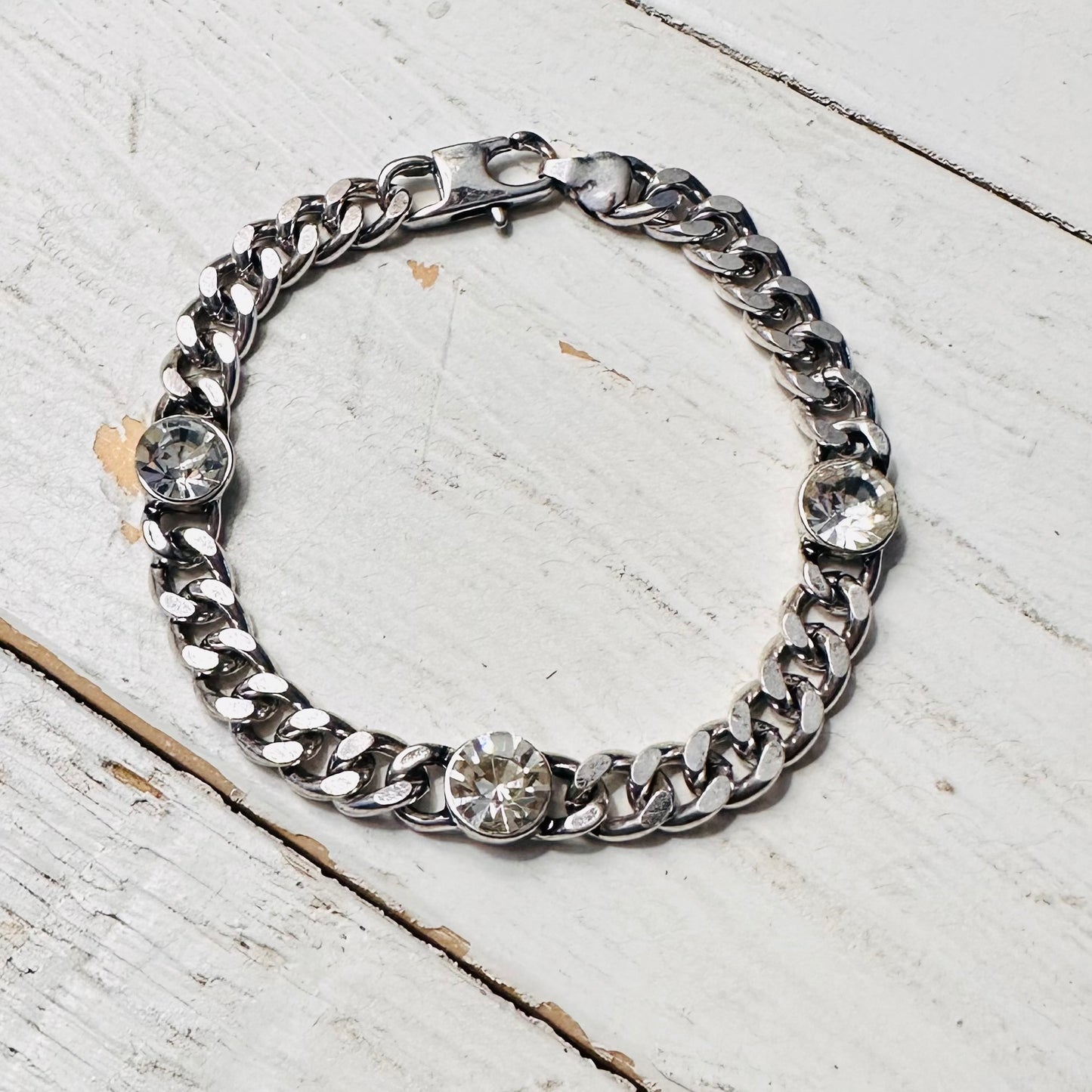 3 Rhinestone & Chain Bracelet