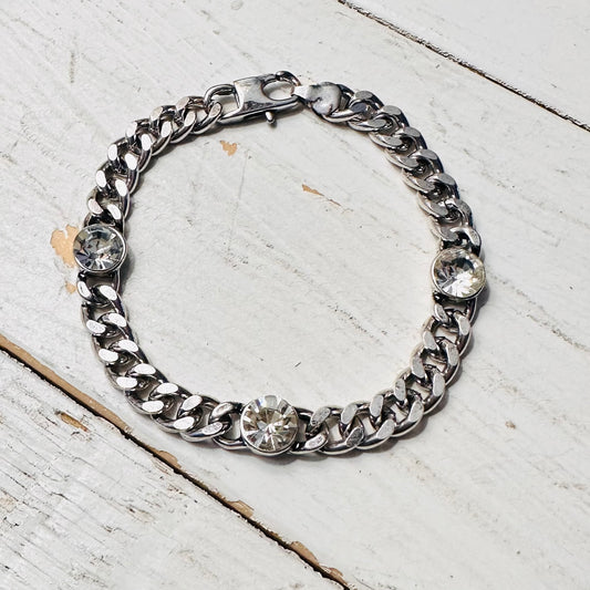 3 Rhinestone & Chain Bracelet