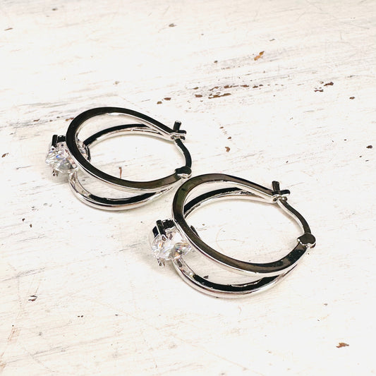 Split Hoop & CZ Earrings