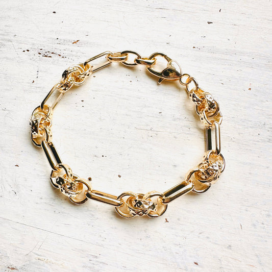 14K Plated Gold Knot Link Bracelet