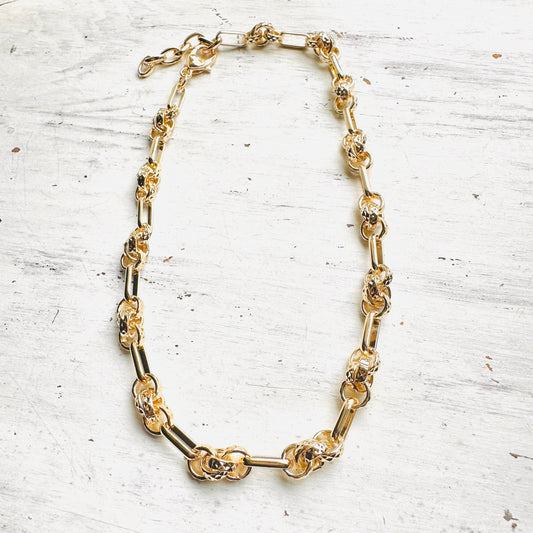 14K Plated Gold Knot Link Necklace