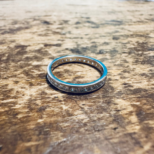 Sterling All Around Inset Rhinestone Band Ring