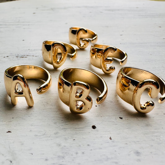 Gold Plated Bubble Initial Ring