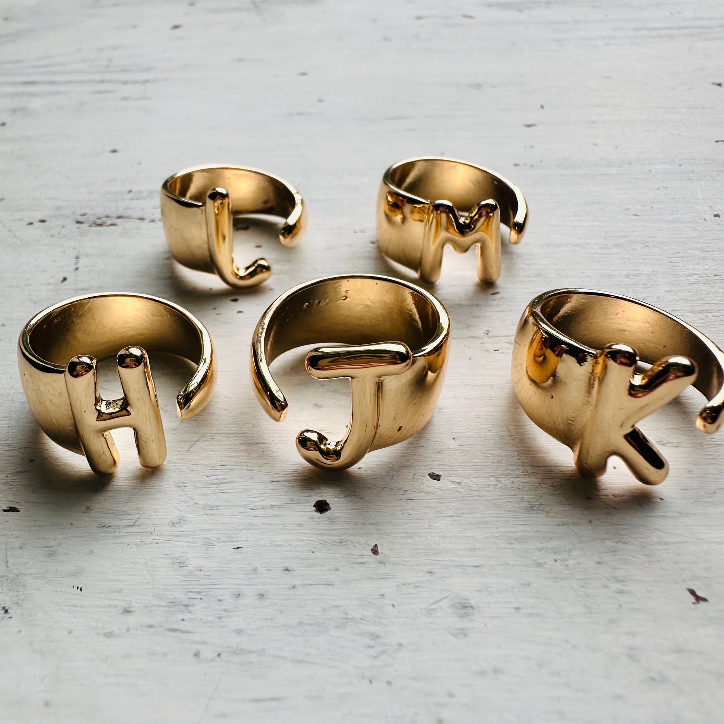 Gold Plated Bubble Initial Ring