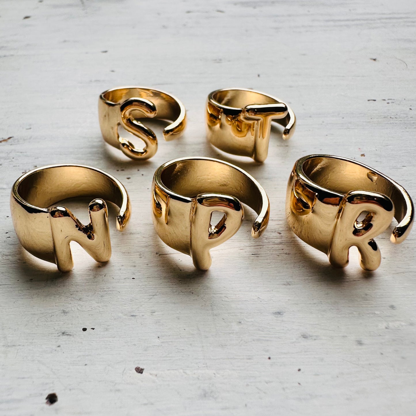 Gold Plated Bubble Initial Ring