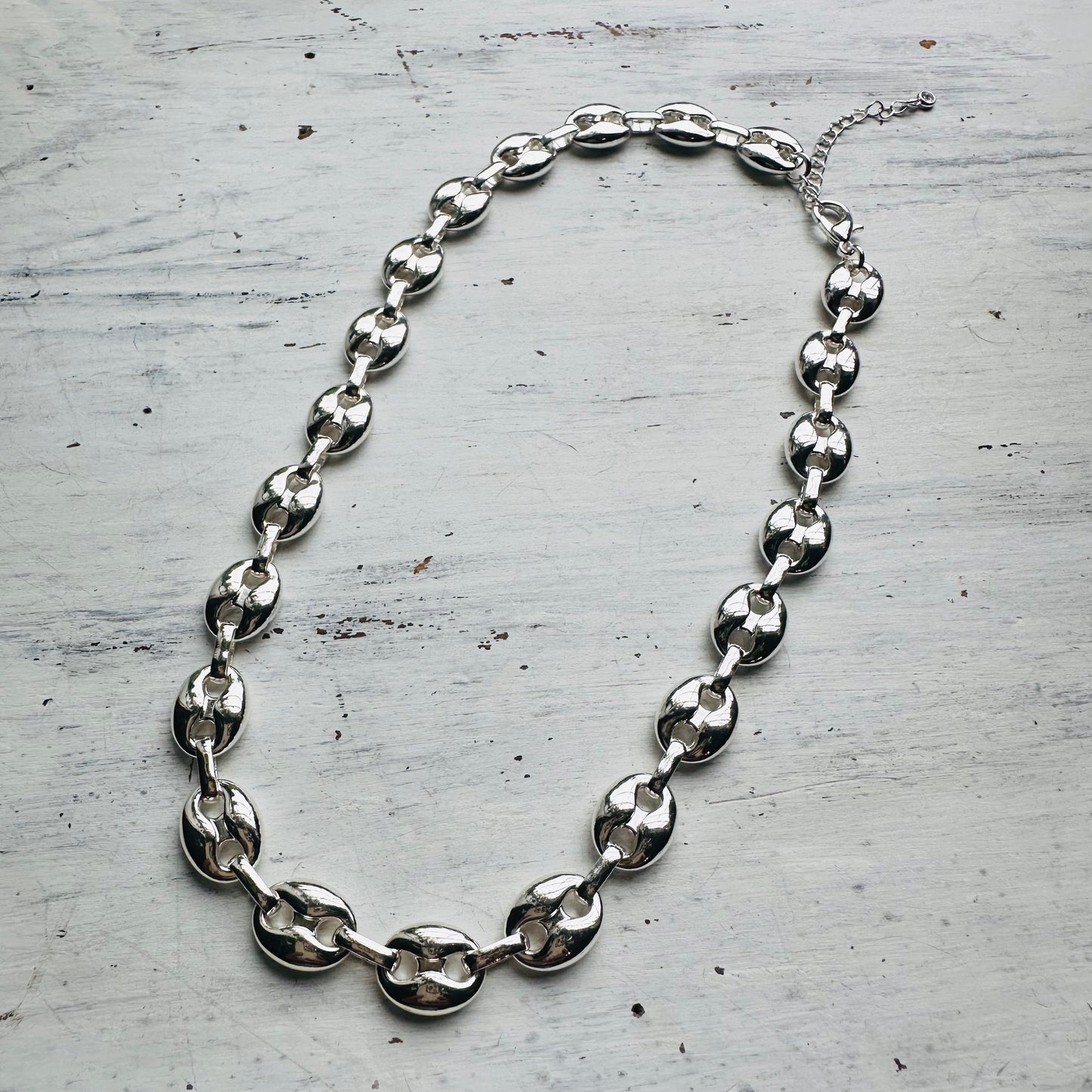 18K Dipped Bold Chain Necklace- Silver