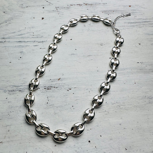 18K Dipped Bold Chain Necklace- Silver