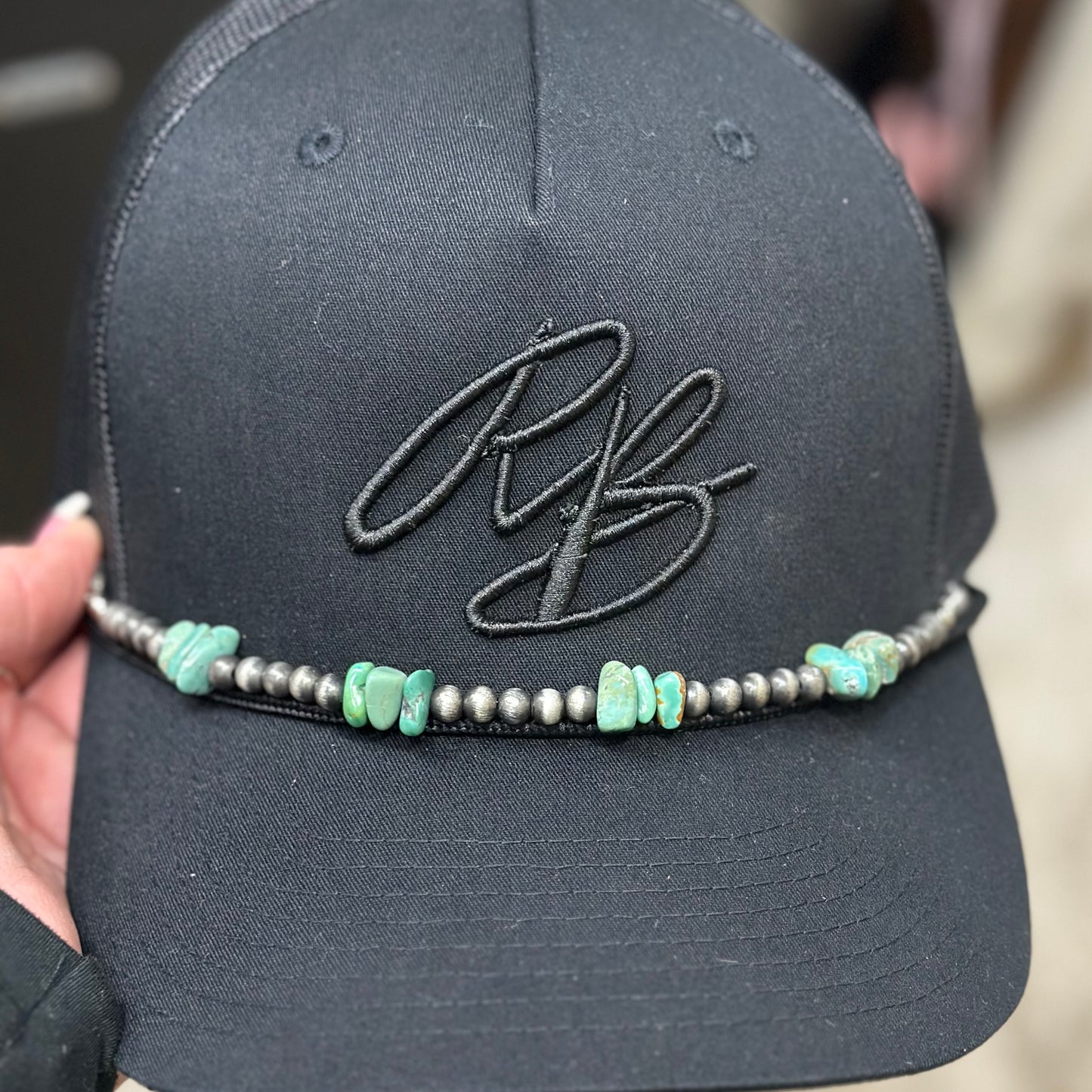 Silver Pearl & Turquoise Chip Cap Jewlery