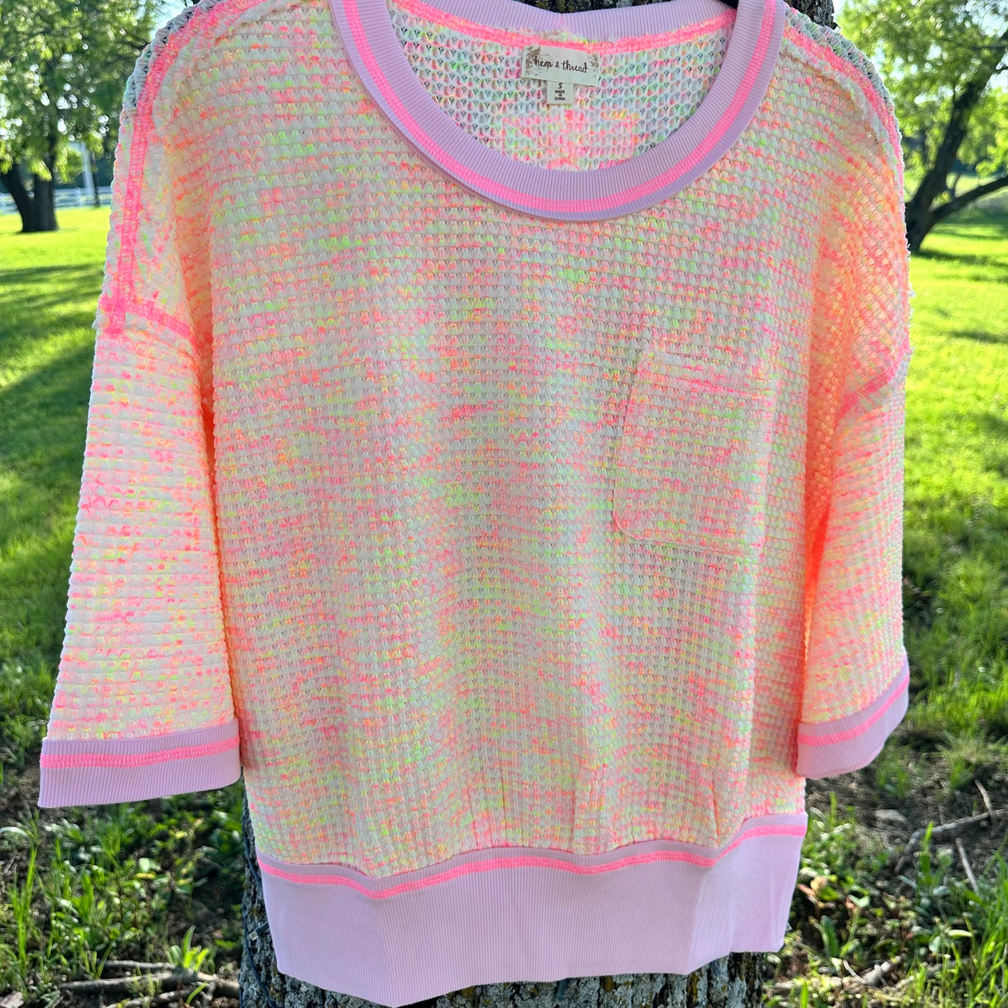 Rainbow Waffle Fabric Top