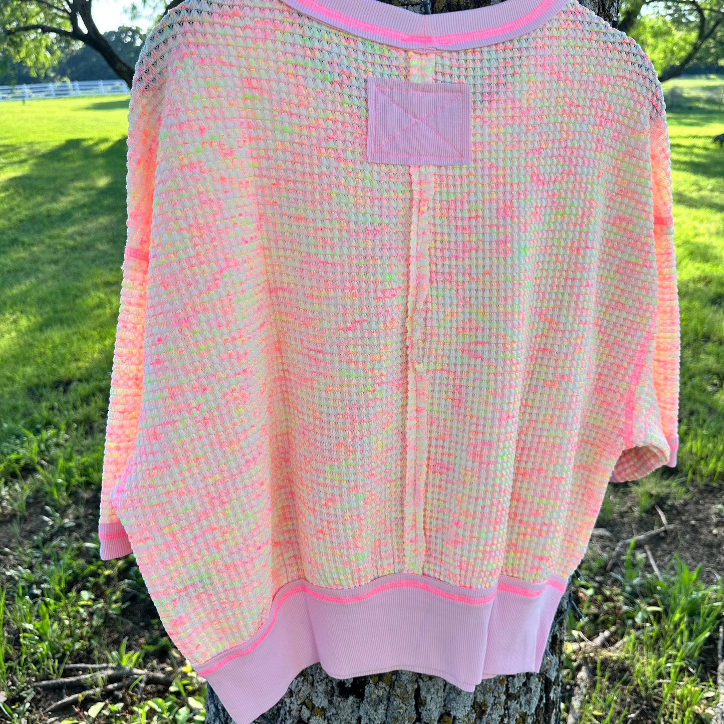 Rainbow Waffle Fabric Top