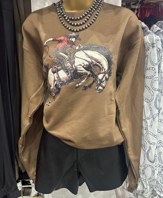 Brown Bucking Horse Sweatshirt