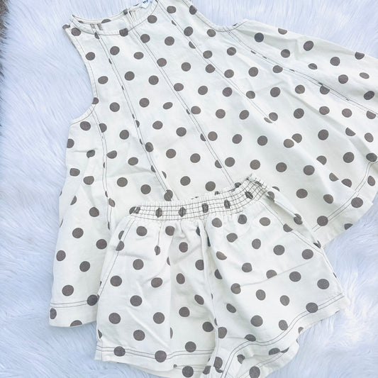 Oatmeal Polka Dot Short Set