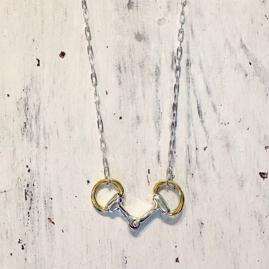 Sterling & Brass Dainty Snaffle Bit Necklace
