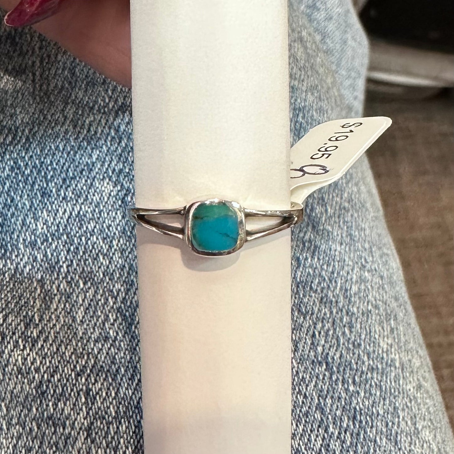 Sterling Silver Dainty Square Turquoise Ring