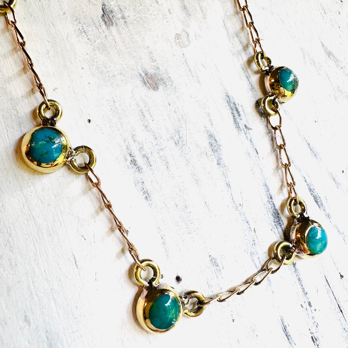Brass & Turquoise Dot Choker Necklace