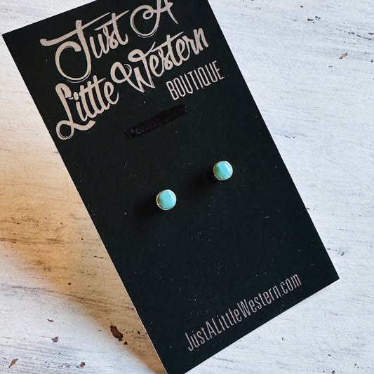 Brass & Turquoise Mini Stud Earrings