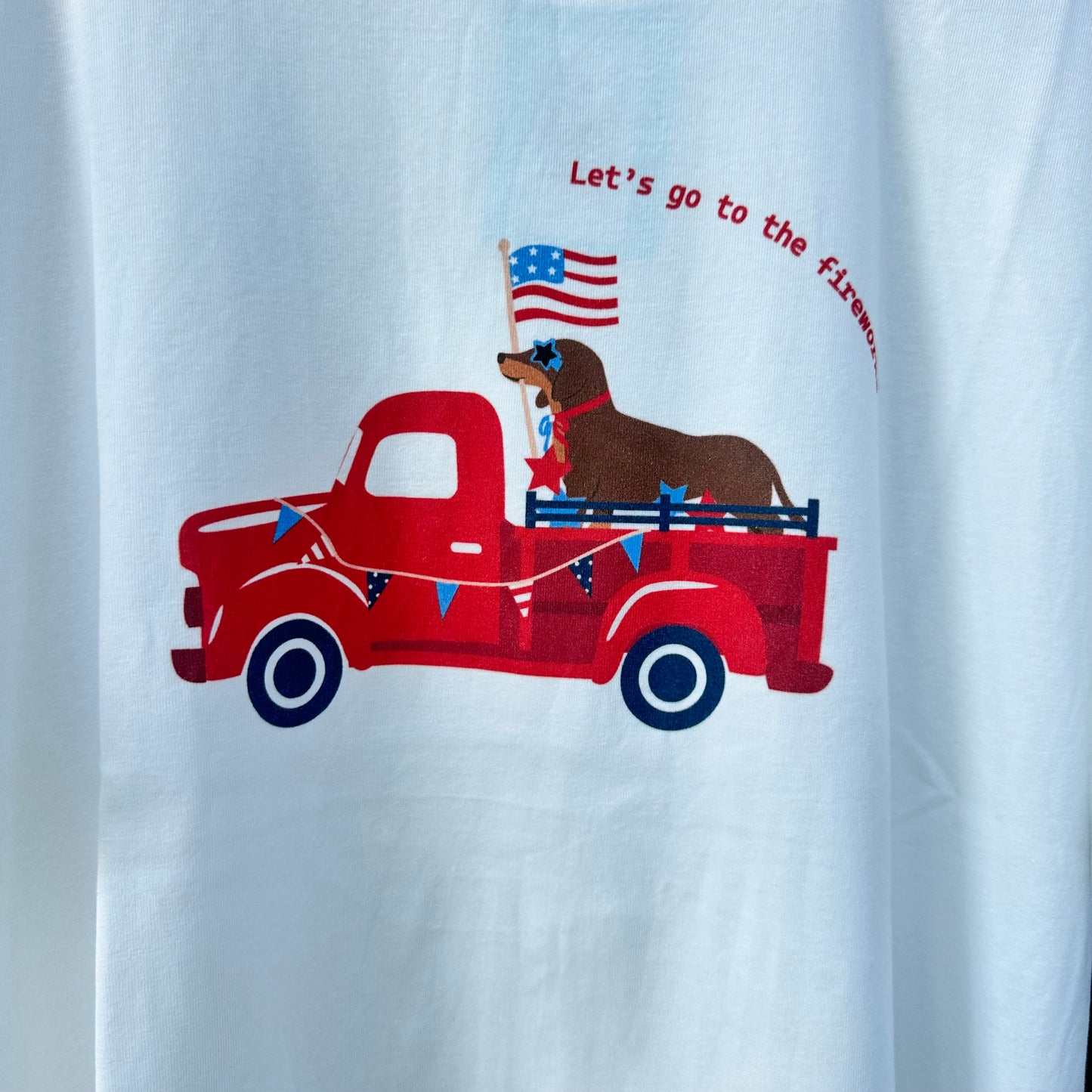 Lets Go To The Fireworks Dog Graphic T-Shirt