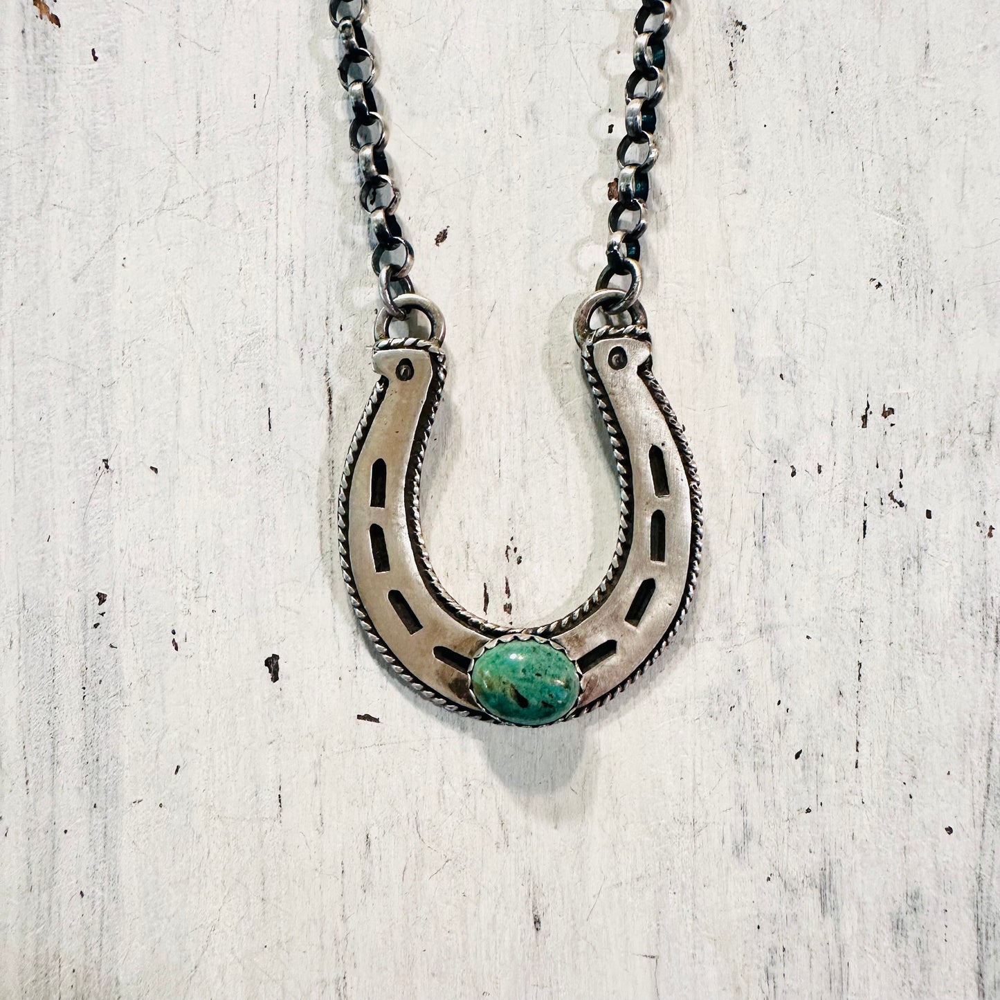 Sterling Turquoise Horseshoe Necklace