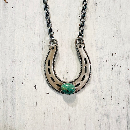 Sterling Turquoise Horseshoe Necklace
