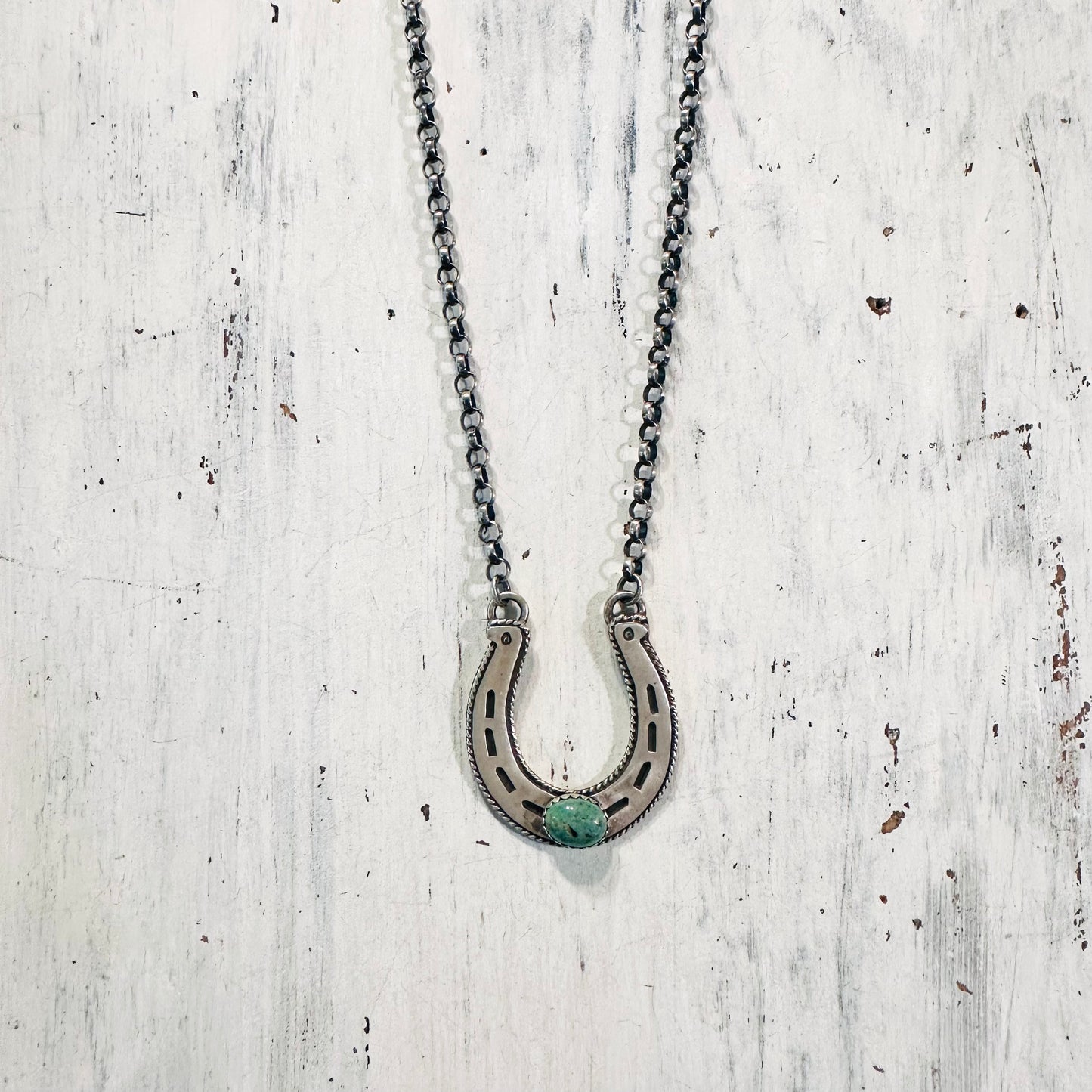 Sterling Turquoise Horseshoe Necklace