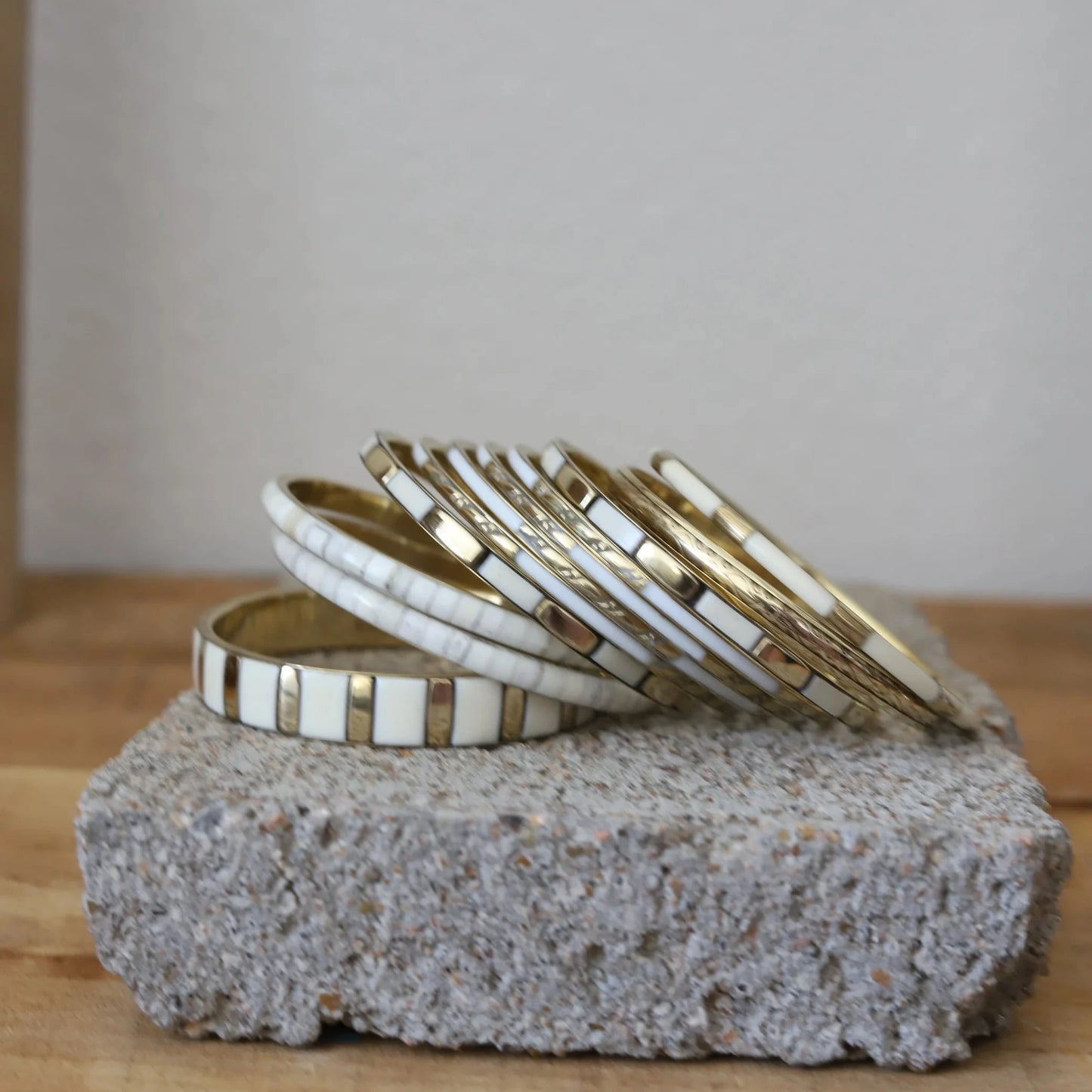 Gold & Bone Bangle Set