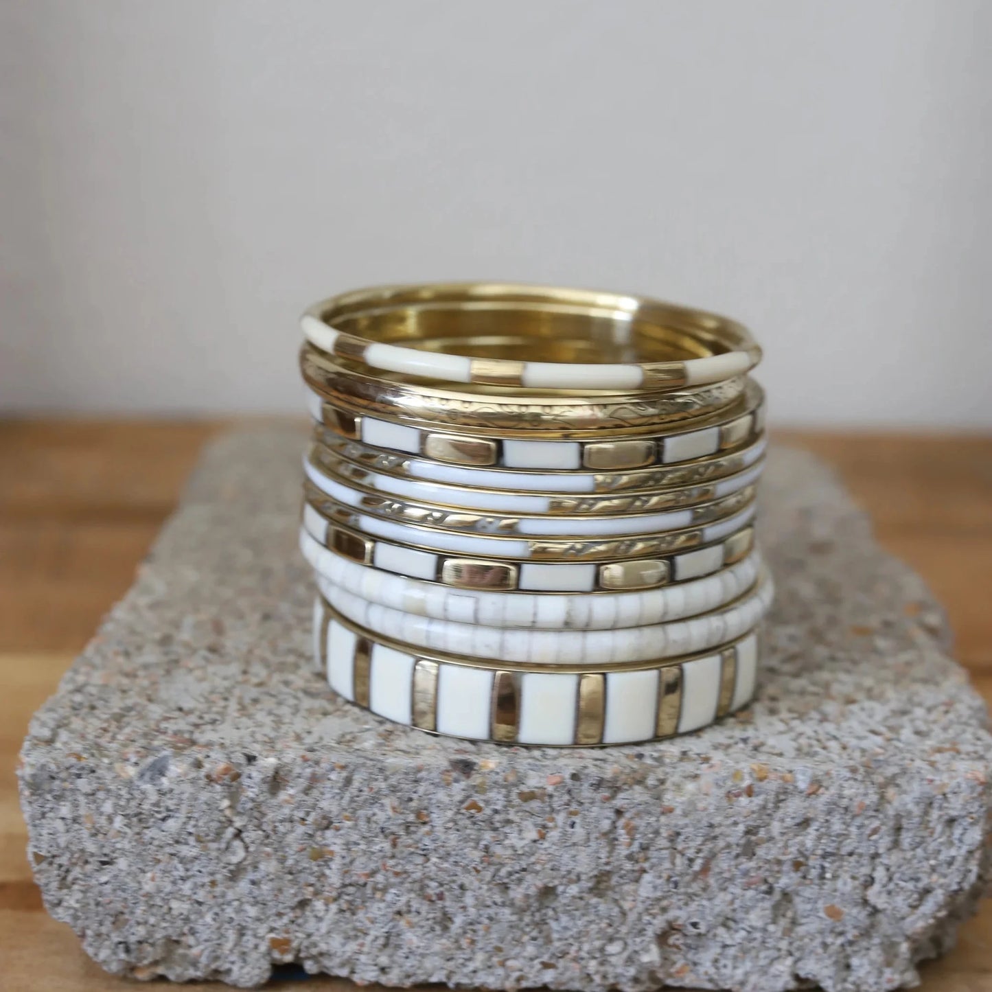 Gold & Bone Bangle Set