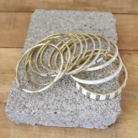 Gold & Bone Bangle Set