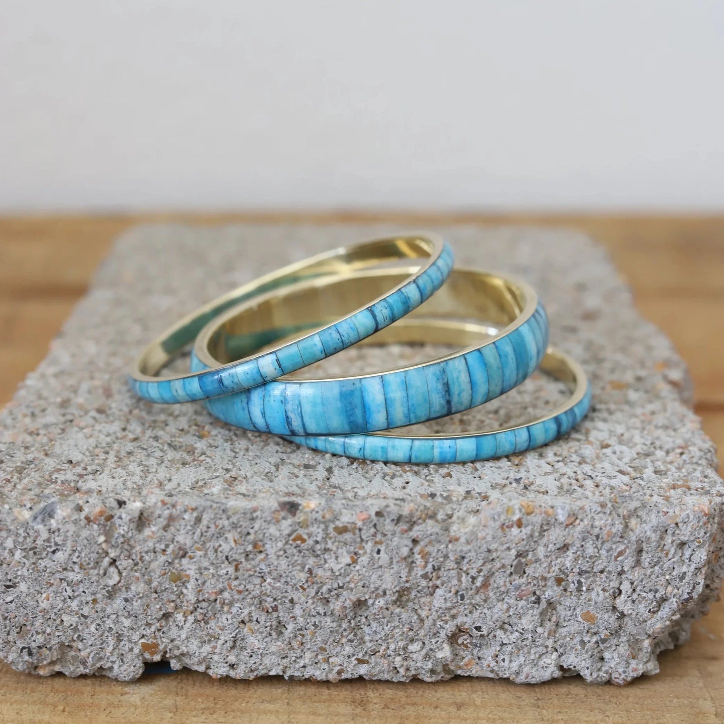 Turquoise Inlay Bangle Bracelet Set