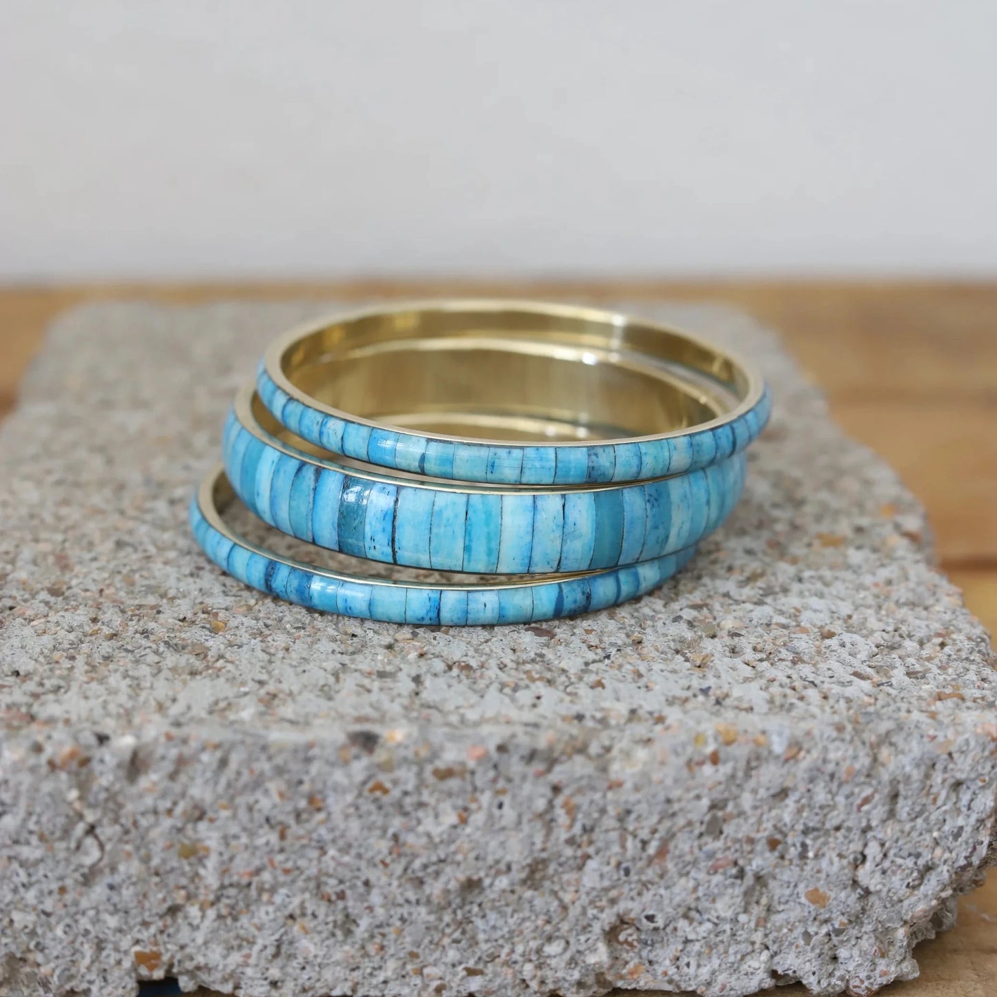 Turquoise Inlay Bangle Bracelet Set