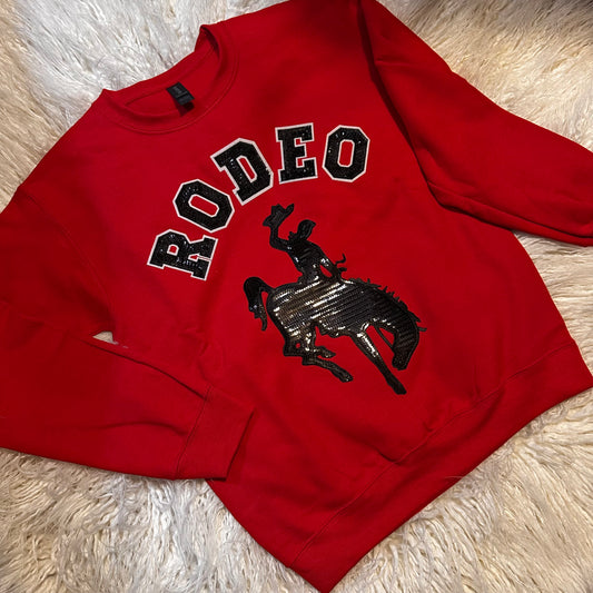 Red Rodeo Sequin Bronc Sweatshirt