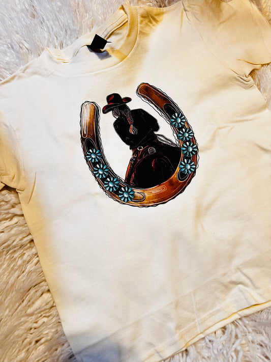 Girls Horseshoe & Cowgirl Tee
