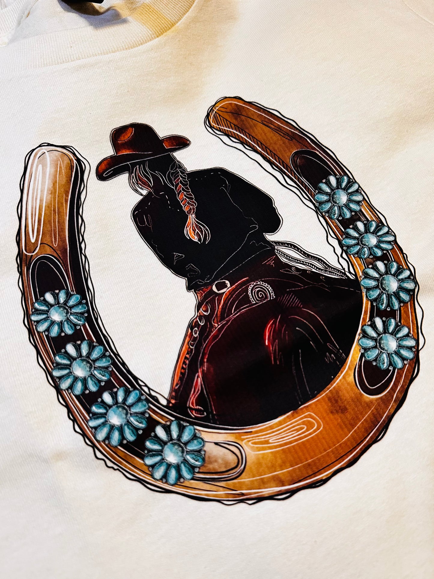 Ivory Horseshoe & Cowgirl Tee