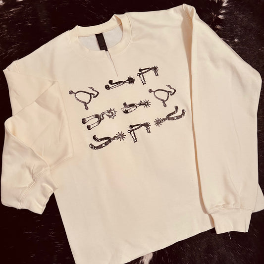 Black Spur Collage Sweatshirt- Off White
