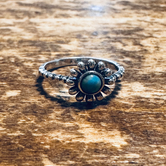 Sterling & Turquoise Flower Ring