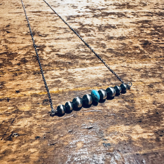 Sterling Navajo & Turquoise Bar Necklace