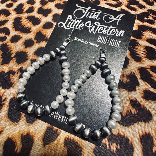 Navajo & Pearl Beaded Teardrop Earring