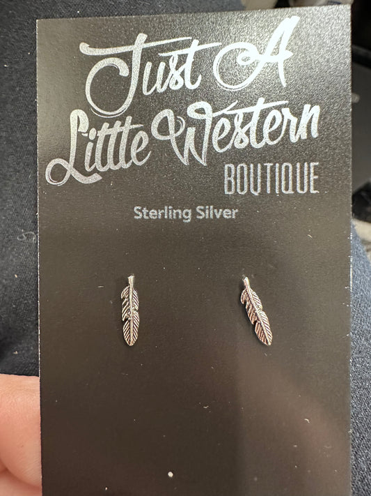 Sterling Silver Feather Stud