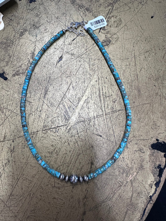 Turquoise Bead & Navajo Pearl Necklace