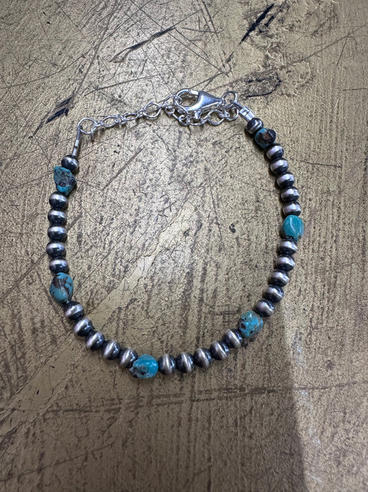 Navajo Pearl & Turquoise Chip Bracelet