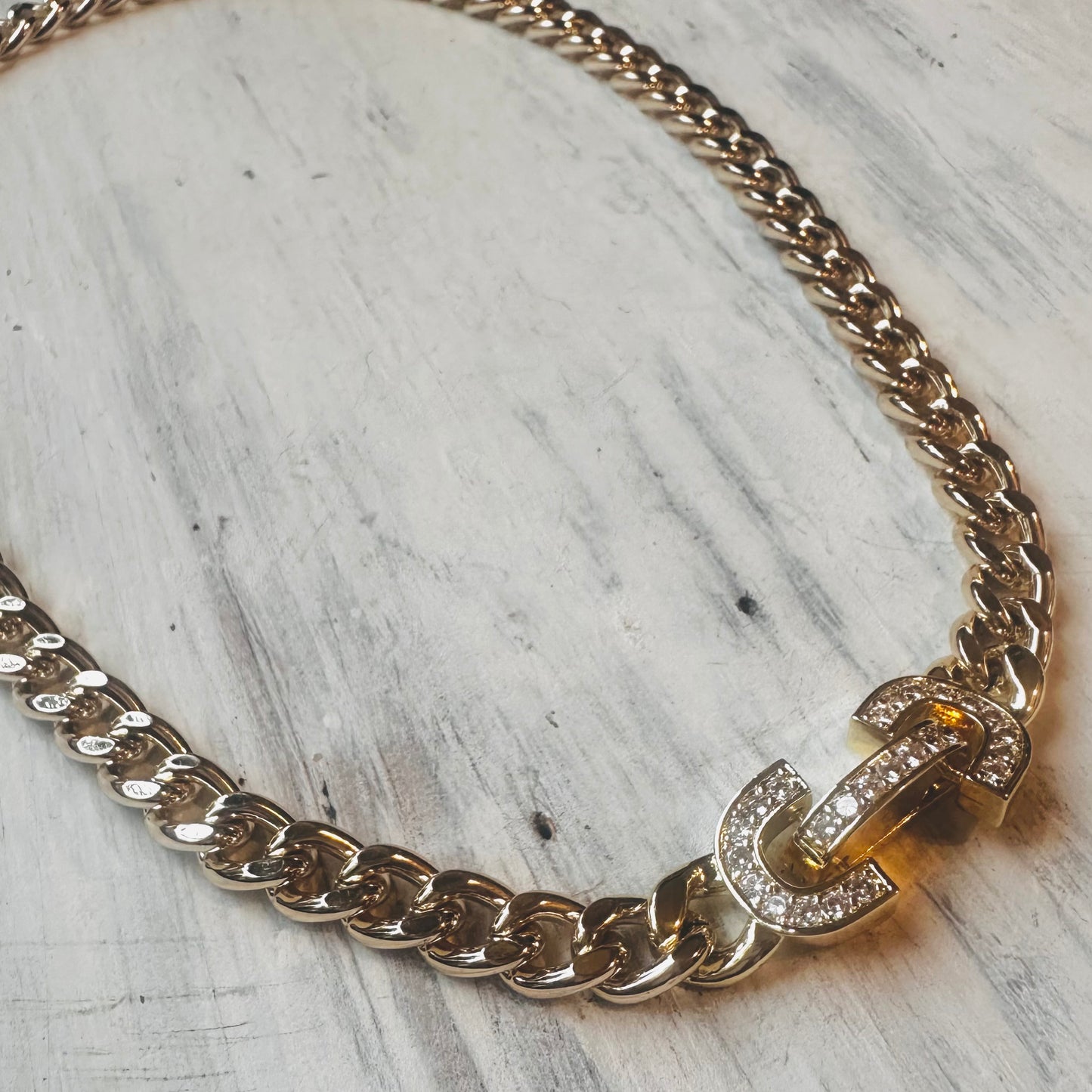 Chunky Gold Chain & CZ Bit Necklace